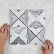 Samira White & Carrara Grey Marble Mosaic Tile